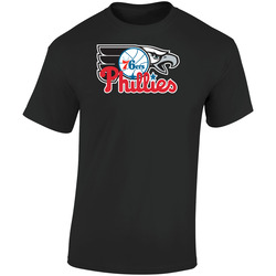 Philadelphia Pennsylvania Pro Sports Teams Logo Mashup City Pride Fan Retro Graphic Unisex Soft Cotton Black T Shirt