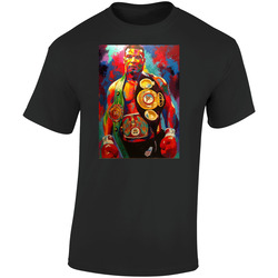 Mike Tyson Champion Belt Fighter Boxing Pop Art Colorful Vintage Retro Retro Graphic Unisex Soft Cotton Black T Shirt