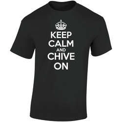 Keep Calm And Chive On Chive Carry On Kcco Black Retro Graphic Unisex Soft Cotton Black T Shirt