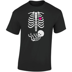 Skeleton Baby Maternity Halloween Funny Pregnant Retro Graphic Unisex Soft Cotton Black T Shirt
