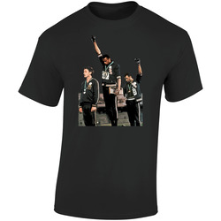 John Carlos Tommie Smith Black Power Salute 1968 Summer Olympics Retro Graphic Unisex Soft Cotton Black T Shirt