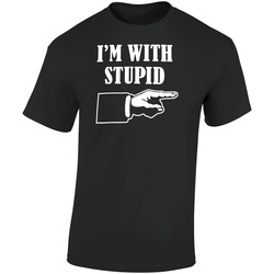 I'm With Stupid Funny Retro Graphic Unisex Soft Cotton Black T Shirt