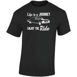 1968 Chevrolet Chevelle-malibu Ss 396 350hp Journey Enjoy The Ride Vintage Car Fan Retro Graphic Unisex Soft Cotton Black T Shirt