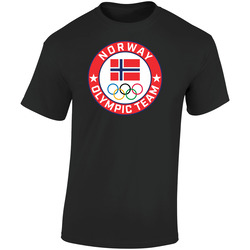 Norway Winter Olympic Team Pyeongchang 2018 Round Logo Retro Graphic Unisex Soft Cotton Black T Shirt