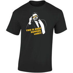 This is what happens larry funny t-shirt the big lebowsky tee Retro Graphic Unisex Soft Cotton Black T Shirt