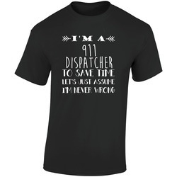 911 Dispatcher  To Save Time Occupation Retro Graphic Unisex Soft Cotton Black T Shirt