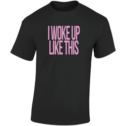 I Woke Up Like This Retro Graphic Unisex Soft Cotton Black T Shirt