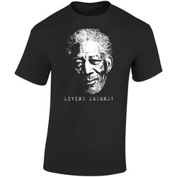 Living Legend - Morgan Freeman is not dead! T Shirt by Brother Adam Retro Graphic Unisex Soft Cotton Black T Shirt