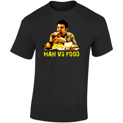 Man Vs Food Tv Show Retro Graphic Unisex Soft Cotton Black T Shirt