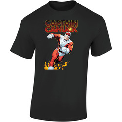 Captain Canuck Canada America Maple Leaf Retro Graphic Unisex Soft Cotton Black T Shirt