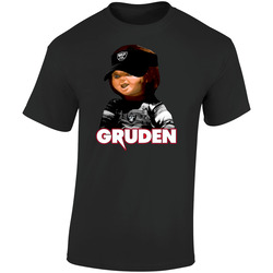 Jon Gruden Chucky Oakland Football Coach Funny Doll Mashup Retro Graphic Unisex Soft Cotton Black T Shirt