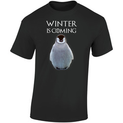 Winter Is Coming T-shirt Black Funny Penguin Tee Retro Graphic Unisex Soft Cotton Black T Shirt