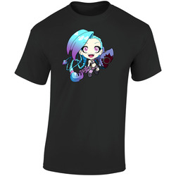 League Of Legends - Little Jinx! - Cute Black Retro Graphic Unisex Soft Cotton Black T Shirt