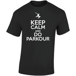 Keep Calm And Do Parkour Retro Graphic Unisex Soft Cotton Black T Shirt