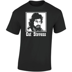 Cat Stevens Retro Graphic Unisex Soft Cotton Black T Shirt
