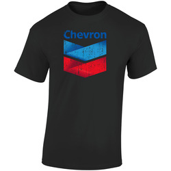 Chevron Brand Name Vehical Fluids Cool Retro Graphic Unisex Soft Cotton Black T Shirt