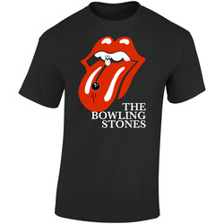 The Bowling Stones Bowling Team Retro Graphic Unisex Soft Cotton Black T Shirt