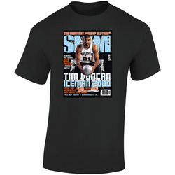 Slam Magazine Issue 47 Tim Duncan Popular Basketball Magazine Grunge Look Retro Graphic Unisex Soft Cotton Black T Shirt