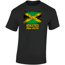 Jamaica Athletics Rio 2016 Olympic Team Flag Retro Graphic Unisex Soft Cotton Black T Shirt