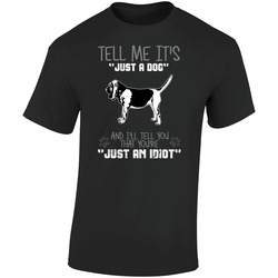 Tell Me Its Just A Dog Idiot Bloodhound Retro Graphic Unisex Soft Cotton Black T Shirt Tell Me Its Just A Dog Idiot Bloodhound Retro Graphic Unisex Soft Cotton Black T Shirt