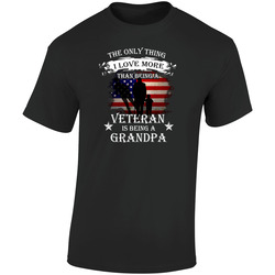 Veterans - The Only Thing I Love More Than Being A Veteran Is Being A Grandpa Retro Graphic Unisex Soft Cotton Black T Shirt Veterans - The Only Thing I Love More Than Being A Veteran Is Being A Grandpa Retro Graphic Unisex Soft Cotton Black T Shirt