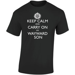 Keep Calm And Carry On My Wayward Son Retro Graphic Unisex Soft Cotton Black T Shirt
