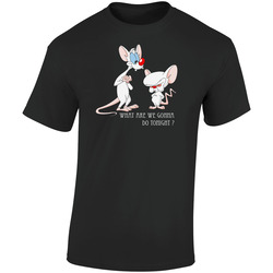 Pinky And The Brain Tv Show Cartoon Retro Graphic Unisex Soft Cotton Black T Shirt