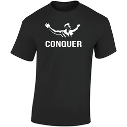 Conquer Retro Graphic Unisex Soft Cotton Black T Shirt
