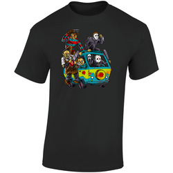 Horror Characters Hippie Van Freddy Vs Jason Chucky Leatherhead Ghostface Scream Halloween Retro Graphic Unisex Soft Cotton Black T Shirt