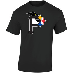 Pittsburgh Pennsylvania Pro Sports Teams Logo Mashup City Pride Fan Retro Graphic Unisex Soft Cotton Black T Shirt