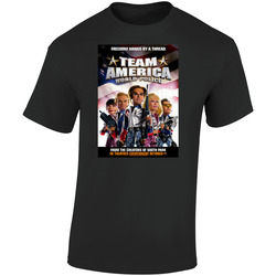 Team America World Police Cool 21st Century Comedy Classic Movie  Fan Retro Graphic Unisex Soft Cotton Black T Shirt