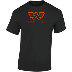 Waylon Jennings Logos 2 Retro Graphic Unisex Soft Cotton Black T Shirt