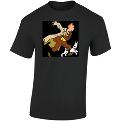 Tintin Et Milou Aventures Retro Graphic Unisex Soft Cotton Black T Shirt