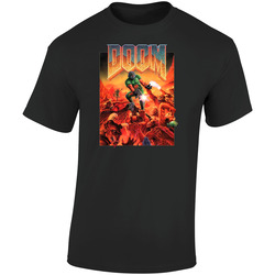 Doom Video Game Cover Retro Graphic Unisex Soft Cotton Black T Shirt