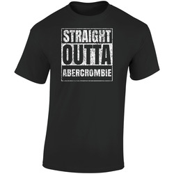 Straight Outta Abercrombie Distressed Look City Grunge Cool Retro Graphic Unisex Soft Cotton Black T Shirt