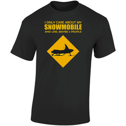I Only Care About My Snowmobile Retro Graphic Unisex Soft Cotton Black T Shirt