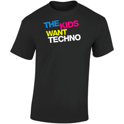 The Kids Want Techno Tonight Cool Music Retro Graphic Unisex Soft Cotton Black T Shirt