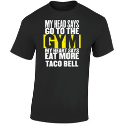 My Heart Says Eat More Taco Bell Funny Food Gym Retro Graphic Unisex Soft Cotton Black T Shirt