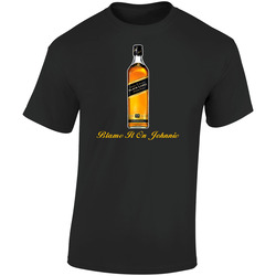 Blame In It On Johnnie Walker Johnny Alcohol Retro Graphic Unisex Soft Cotton Black T Shirt