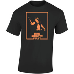 Han Shot First Funny Star Wars Movie Retro Graphic Unisex Soft Cotton Black T Shirt