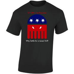 Cthulhu For President Parody Funny Lovecraft Retro Graphic Unisex Soft Cotton Black T Shirt