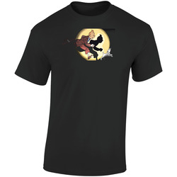 Tintin Cartoon Comic Hero Detective Retro Graphic Unisex Soft Cotton Black T Shirt