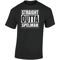 Spelman Ga University College Straight Outta Graduation Parody Fan  Retro Graphic Unisex Soft Cotton Black T Shirt