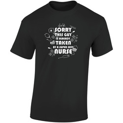 Nurse - Sorry, This Guy Is Already Taken By A Super Sexy Nurse  Retro Graphic Unisex Soft Cotton Black T Shirt
