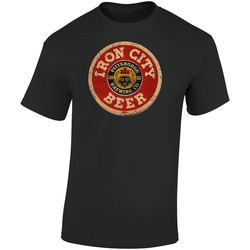 Iron City Beer Pittsburgh Brewing Worn Look  Retro Graphic Unisex Soft Cotton Black T Shirt