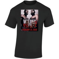 Deontay Wilder Tyson Fury 2 Fight Poster Distressed Look Fan  Retro Graphic Unisex Soft Cotton Black T Shirt