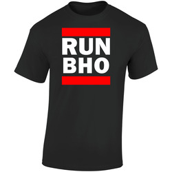 Run Bho India      Funny Graphic Patriotic Parody Black  Retro Graphic Unisex Soft Cotton Black T Shirt