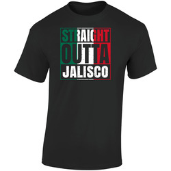 Straight Outta Jalisco Mexican City Mexico Grunge Parody  Retro Graphic Unisex Soft Cotton Black T Shirt