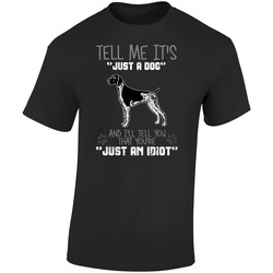 Tell Me Its Just A Dog Idiot German Shorthaired Pointer  Retro Graphic Unisex Soft Cotton Black T Shirt