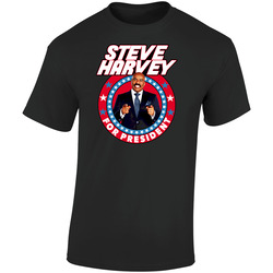 Steve Harvey For President Cool Celebrity Fan Campaign Parody  Retro Graphic Unisex Soft Cotton Black T Shirt